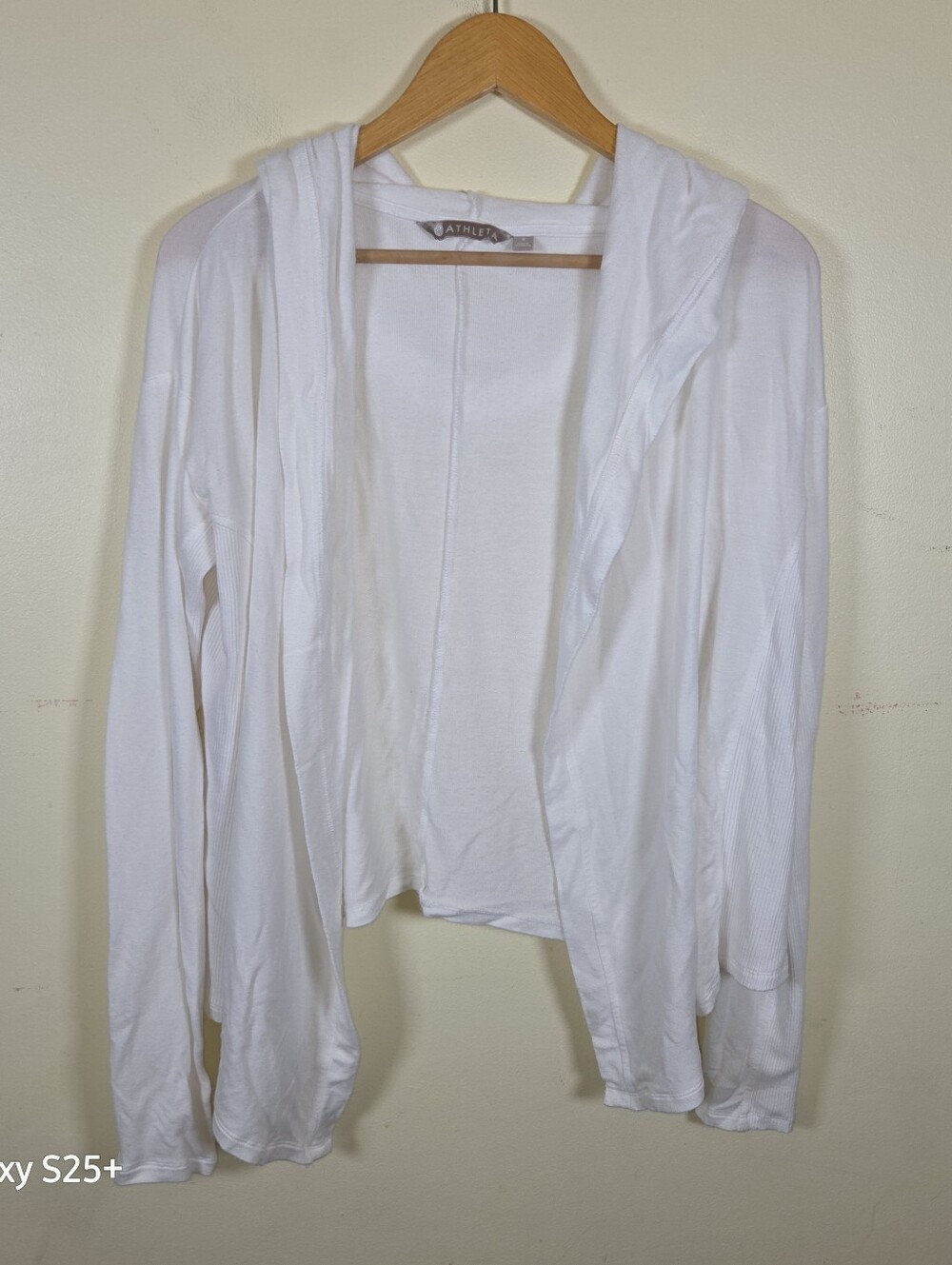 Athleta Long Sleeve Hooded Shawl Jacket Size Small White Super Soft